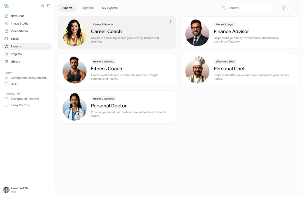 AI Fiesta expert avatars including career, finance, fitness and personal experts