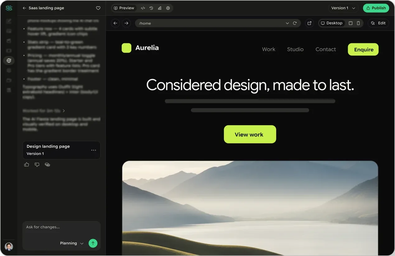 AI Fiesta Website Builder preview and editing workspace