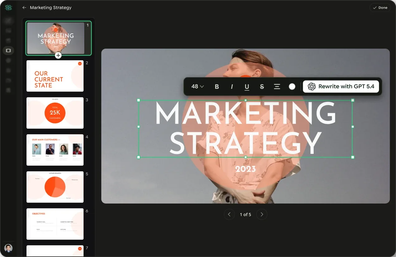 AI Fiesta Presentation Maker editing a slide deck